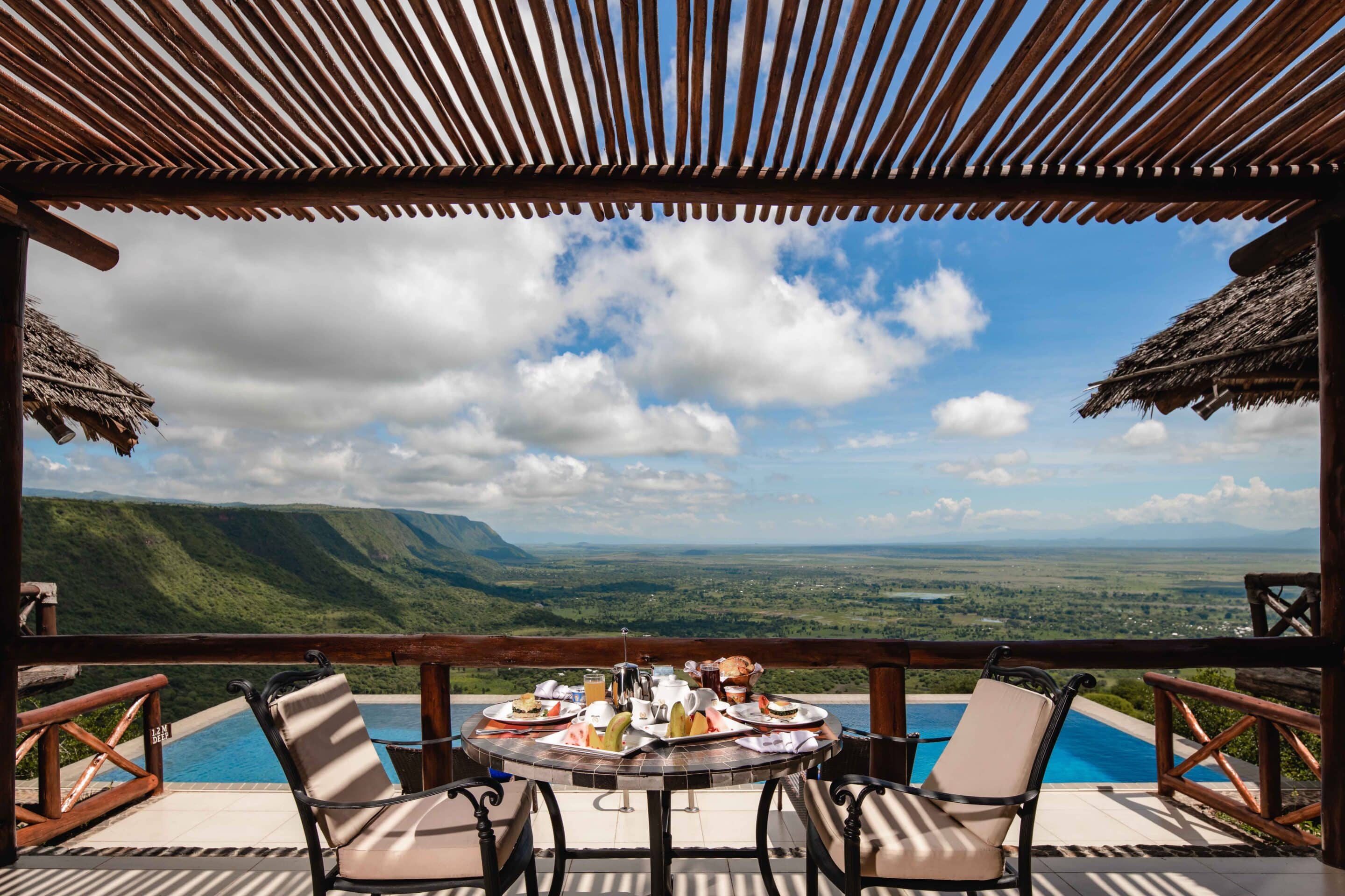 Main lodge building at Lake Manyara Kilimamoja Lodge surrounded by greenery