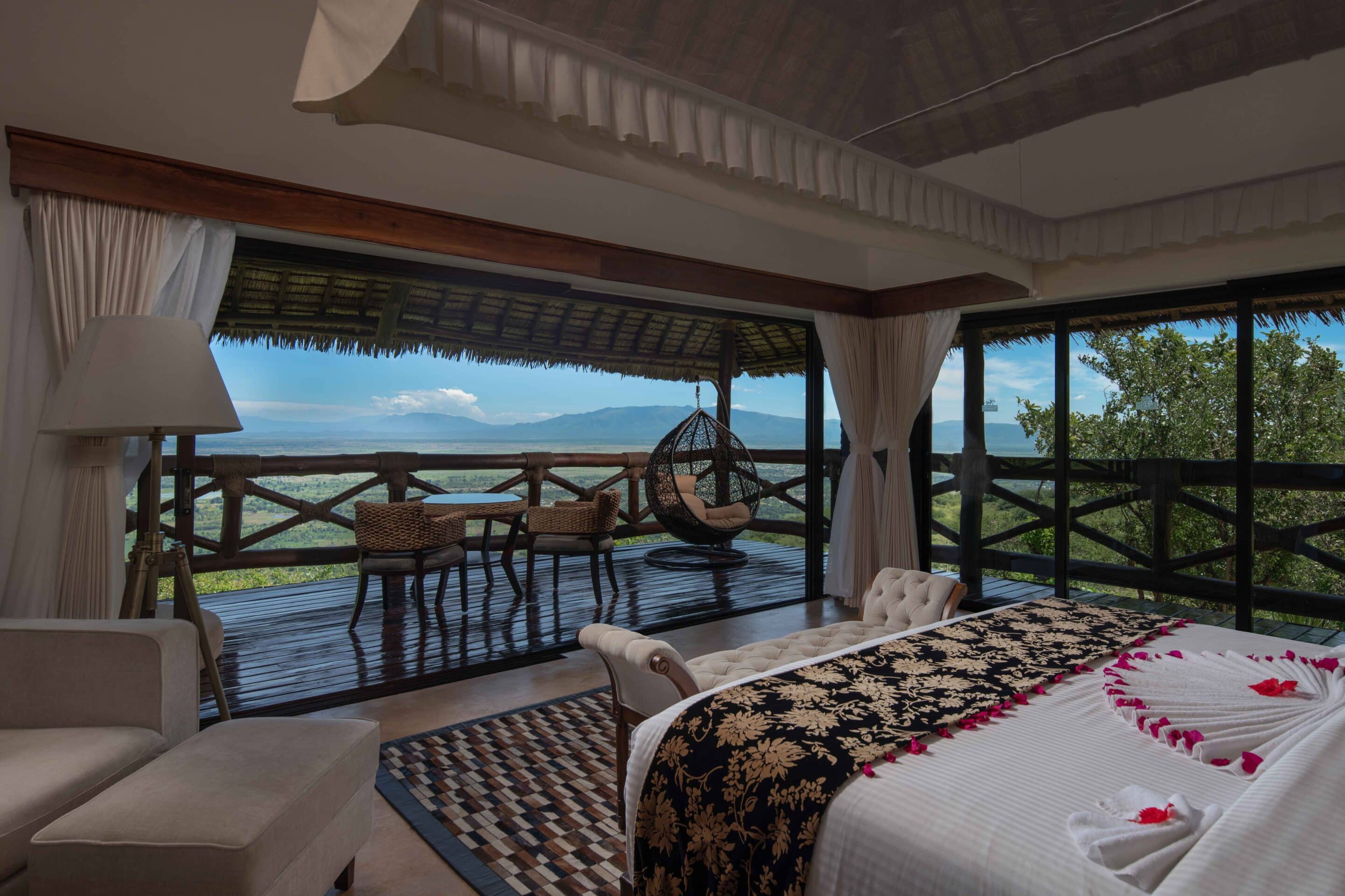 Private viewing deck at Lake Manyara Kilimamoja Lodge overlooking the Rift Valley